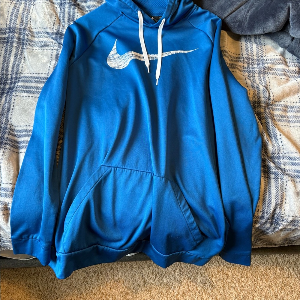 Nike Blue Pullover Hoodie with White Swoosh